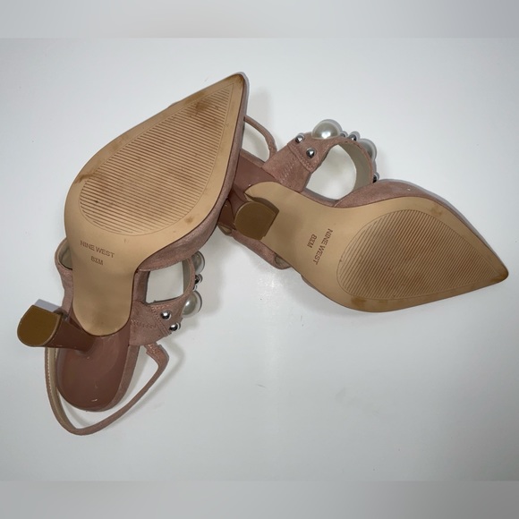 Women’s Nine West Debut 2 Slingback Pearl & Metallic Studded Hi Heel Sandals 8.5 - Picture 9 of 9